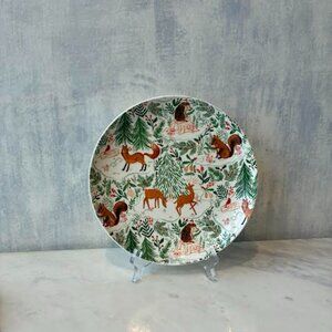 Creative Co-op - Stoneware Plate with Woodland Flora/Fauna Pattern- NWT